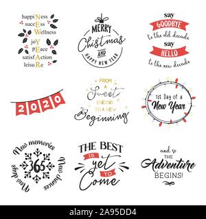 Nouveau message d'insparation année de phrases. Carte postale de calligraphie ou affiche l'élément de conception graphique. lettrage Illustration de Vecteur