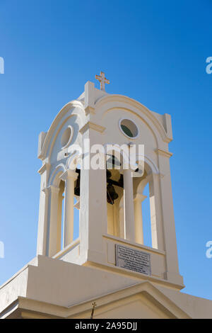 Rethymno, Crète, Grèce. Clocher de l'église de Kyria ton Angelon, Odos Nikiforou Foka. Banque D'Images