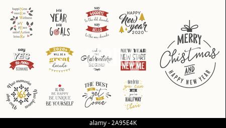 Nouveau message d'insparation année de phrases. Carte postale de calligraphie ou affiche l'élément de conception graphique. lettrage Illustration de Vecteur