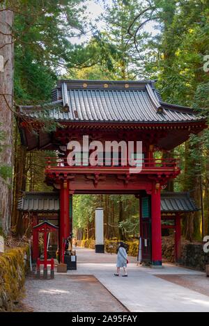 Porte d'entrée à Nikko Futarasan Shrine, Sanctuaires et temples de Nikko, UNESCO World Heritage Site, Nikko, Japon Banque D'Images