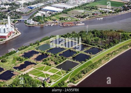 L'Art de l'eau de l'Île Elbe Kaltehofe, aqueducs, Hambourg, Allemagne, de Rothenburgsort Banque D'Images