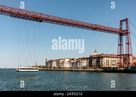 Puente de Vizcaya, pont Vizcaya, le plus ancien pont transbordeur, UNESCO World Heritage Site, Nervion, Bilbao, Bilbao, Espagne Banque D'Images