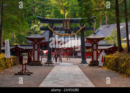 De Torii à Nikko Futarasan Shrine, Sanctuaires et temples de Nikko, UNESCO World Heritage Site, Nikko, Japon Banque D'Images