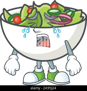 Délicieuse salade du personnage de pleurer Illustration de Vecteur
