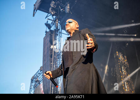 Solvesborg, Suède. 07th, 2019 juin. Le groupe de heavy metal américain troublé effectue un concert live au cours de la fête de la musique suédoise Sweden Rock Festival 2019. Ici le chanteur David Draiman est vu sur scène. (Photo crédit : Gonzales Photo - Terje Dokken). Banque D'Images