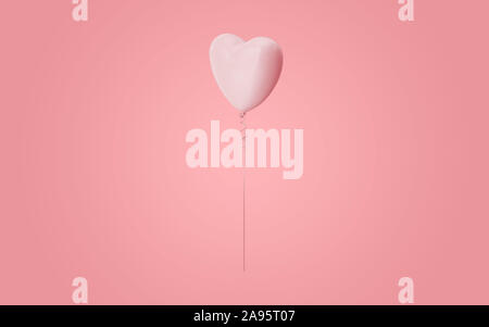 Ballon en forme de coeur couleur rose corail pastel abstrait avec de la peinture rose pastel arrière-plan. Concept créatif de composition avec copie espace. Un minimum d'natur Banque D'Images