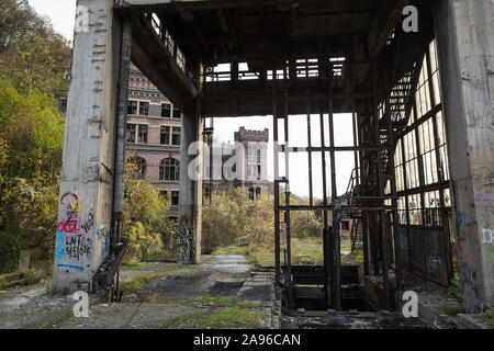 Mine de charbon fermées et abandonnées Hasard de Cheratte, Cheratte, Belgique Banque D'Images