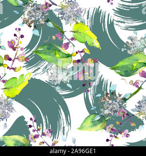 Fleurs Bouquet fleurs botanique. Contexte aquarelle illustration set. Motif de fond transparent. Banque D'Images