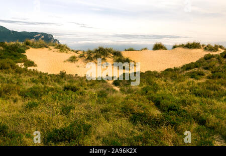 Plage de sable, en Cantabrie, dans le nord de l'Espagne dans une journée ensoleillée Banque D'Images