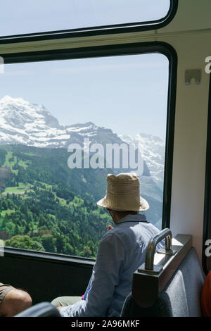 Jusqu'à la gare de Jungfraujoch Banque D'Images