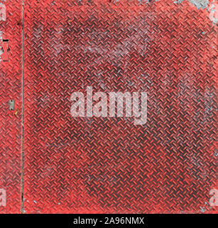 Peint rouge surmonté de la tôle de fond texturé pour Banque D'Images