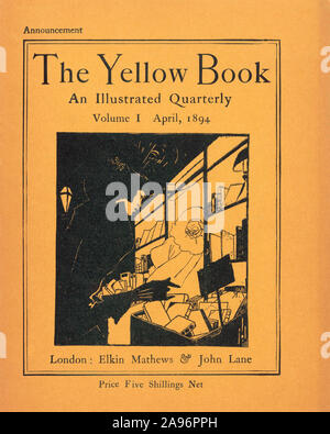 Une publicité pour le volume I du Livre jaune, qui a été publié le 15 avril 1894. Le magazine, un trimestriel illustré, les œuvres des artistes et des écrivains, et a cessé de paraître en 1897. Aubrey Beardsley, qui a conçu cette annonce, a été le premier éditeur du magazine art. Banque D'Images