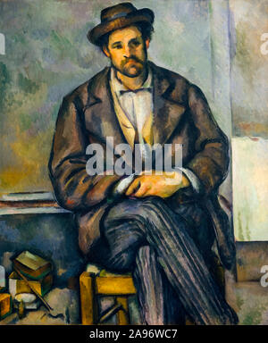 Paul Cezanne, paysan assis, portrait peinture, 1892-1896 Banque D'Images