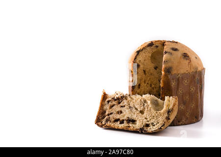 Gâteau au chocolat de Noël Panettone isolé sur fond blanc Copy space Banque D'Images