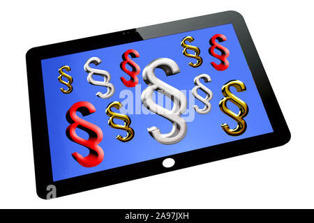 Paragraphe Social media Tablet PC sur fond blanc Banque D'Images