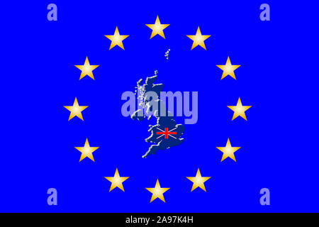 Drapeau Europe Star cercle avec l'arrière-plan du Royaume-Uni Banque D'Images