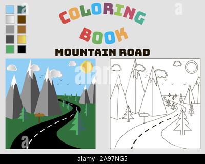 Livre de coloriage colorés pour les enfants et adultes de l'éducation et de plaisir. avec l'aide de palette de couleurs. Thème de voyage, il vous suffit de cartoon vector illustration . Illustration de Vecteur