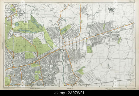 Les aboiements d'ILFORD WANSTEAD Forest Gate sept rois Chadwell Heath. BACON 1920 map Banque D'Images