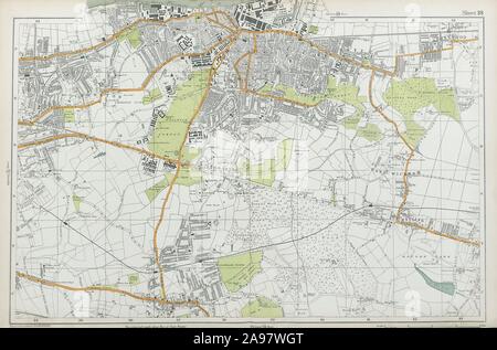 WOOLWICH Charlton Yvoir Bexley Plumstead Shooters H Greenwich.BACON map 1920 Banque D'Images