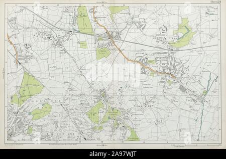 Eltham CHISLEHURST Mottingham Bromley Sidcup Foots Cray Catford. BACON 1920 map Banque D'Images