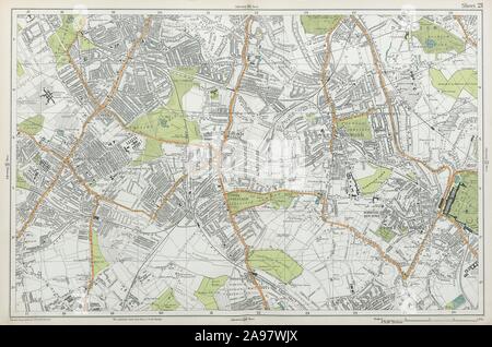 STREATHAM Mitcham Balham Tooting Streatham 76200 Norwood. BACON 1920 map Banque D'Images