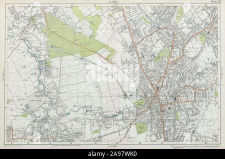 CROYDON Mitcham Carshalton Wallington Thornton Heath Beddington. BACON 1920 map Banque D'Images