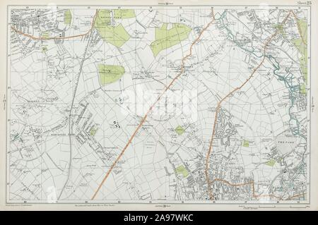 SUTTON Carshalton Morden New Malden Worcester Pk Mitcham Cheam. BACON 1920 map Banque D'Images