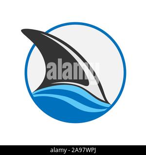 Requin ou Dauphin fin est visible au-dessus de la courbe, modèle plat. Illustration de Vecteur