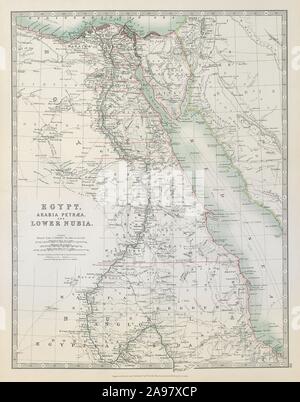 L'Egypte Arabie PETRAEA Nubie inférieure. Vallée du Nil Mer Rouge Sharm El Sheikh 1915 map Banque D'Images