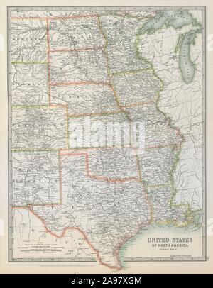 Vallée du Mississippi. Centre des États-Unis Texas USA de fer. JOHNSTON 1915 map Banque D'Images