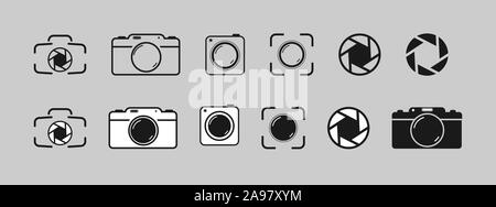 Ensemble d'appareil photo, caméra et icônes d'aperture, télévision design simple Illustration de Vecteur