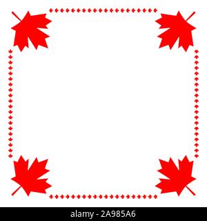 Symbolisme Drapeau canadien feuille rouge d'érable corner frame border Illustration de Vecteur