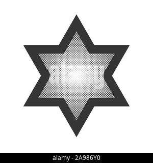 Étoile de David vecteur isolé. L'icône noire étoile de David. La religion en pointillé dans Star pop art design. Illustration de Vecteur