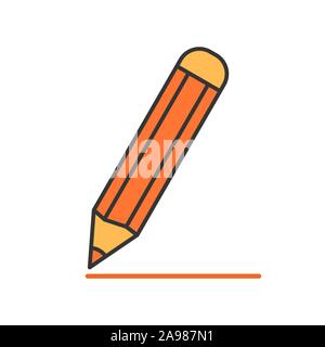L'icône de crayon - vecteur. L'icône de crayon de couleur. Dans l'icône crayon design plat, isolé. Illustration de Vecteur