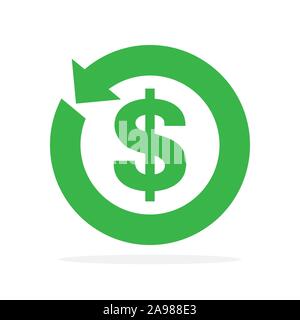 De l'argent remboursement vecteur icône. Service de change ou de l'argent icône retour isolés. Télévision symbole de services financiers. Illustration de Vecteur