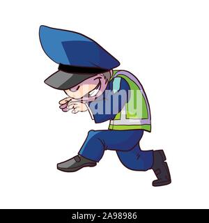 Colorful vector illustration d'un agent de police de la circulation de dessin animé Illustration de Vecteur