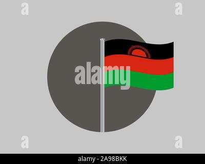 Drapeau national de la République du Malawi. couleurs d'origine et de proportion. Vector illustration eps10 simplement, en provenance de pays. Illustration de Vecteur