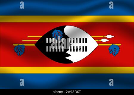 Beau drapeau national du Royaume d'Eswatini, savoir avant que le Swaziland. couleurs d'origine et de proportion. Vector illustration eps10 tout simplement, d'un titre Illustration de Vecteur