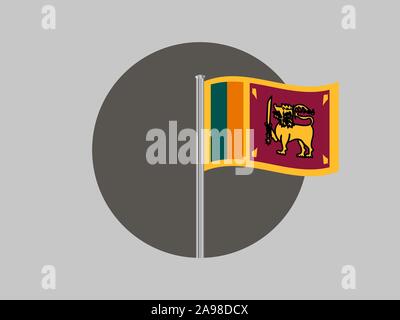 Beau drapeau national de la République socialiste démocratique de Sri Lanka. Les couleurs d'origine et de proportion. Vector illustration eps10 tout simplement, à partir de pays Illustration de Vecteur