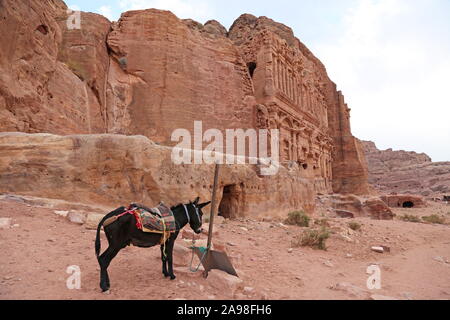 Palace tombe (Qabr Al Qasr), des tombes royales, vue du Trésor Trail, Petra, Wadi Musa, le Gouvernorat de Ma'an, Jordanie, Moyen-Orient Banque D'Images