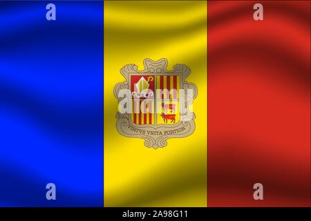 Drapeau national de principauté d'Andorre . couleurs d'origine et de proportion. Illustration vectorielle, simplement, en provenance de pays. Illustration de Vecteur