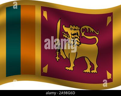 Beau drapeau national de la République socialiste démocratique de Sri Lanka. Les couleurs d'origine et de proportion. Vector illustration eps10 tout simplement, à partir de pays Illustration de Vecteur