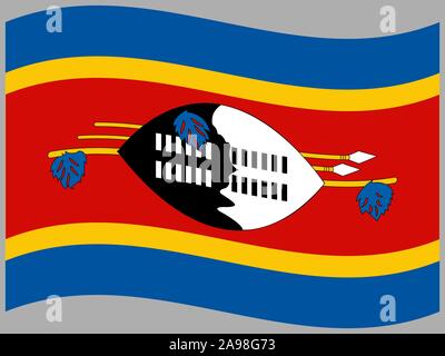 Beau drapeau national du Royaume d'Eswatini, savoir avant que le Swaziland. couleurs d'origine et de proportion. Vector illustration eps10 tout simplement, d'un titre Illustration de Vecteur