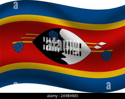 Beau drapeau national du Royaume d'Eswatini, savoir avant que le Swaziland. couleurs d'origine et de proportion. Vector illustration eps10 tout simplement, d'un titre Illustration de Vecteur