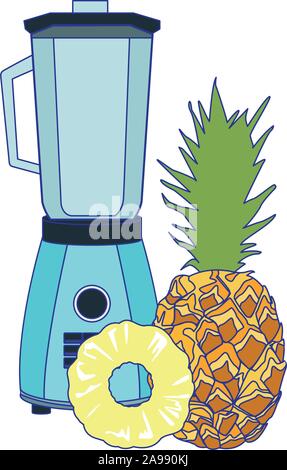 L'ananas et l'icône blender Illustration de Vecteur