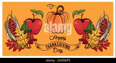 Joyeux thanksgiving day card avec légumes Illustration de Vecteur