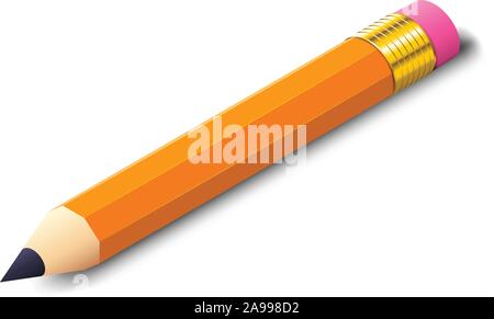 Crayon avec gomme objet isométrique avec icône réaliste pour l'école ad à thème Illustration de Vecteur
