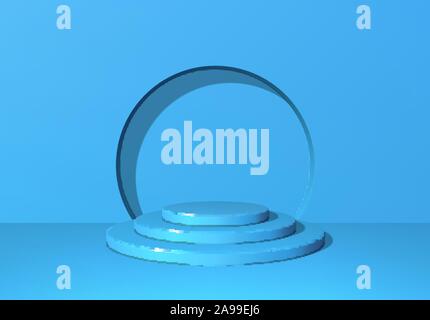 Socle ou 3d avec podium tour pas sur scène et minimaliste bleu fond Illustration de Vecteur