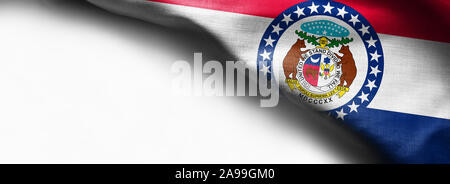 La texture de la toile de fond du drapeau du Missouri - drapeau sur fond blanc - angle supérieur droit - opie espace - Drapeaux des USA Banque D'Images