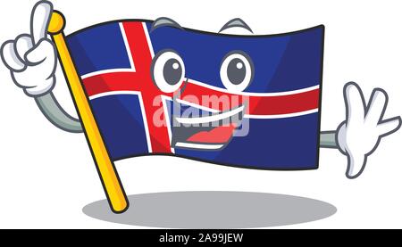 Caricature d'un drapeau de l'Islande avec le doigt dans Illustration de Vecteur